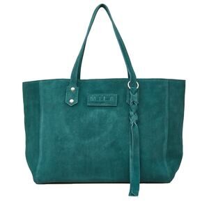 M.I.L.A. NWT Jade Green Genuine Leather Tassel Shoulder Luxe Tote Shoulder Bag